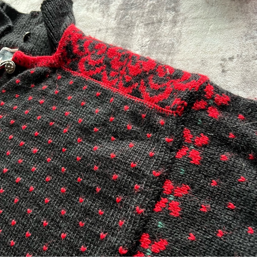 Dale of Norway pure wool black/red button-up pullover sweater - Picture 8 of 9